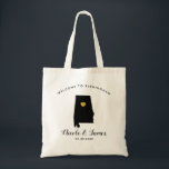 Alabama Destination Wedding Bag Bolsa<br><div class="desc">Saco de presentes de boas-vindas para convidados fora da cidade para o seu casamento,  com a imagem do Alabama,  com coração de ouro. Preencha a bolsa com seus doces favoritos.</div>