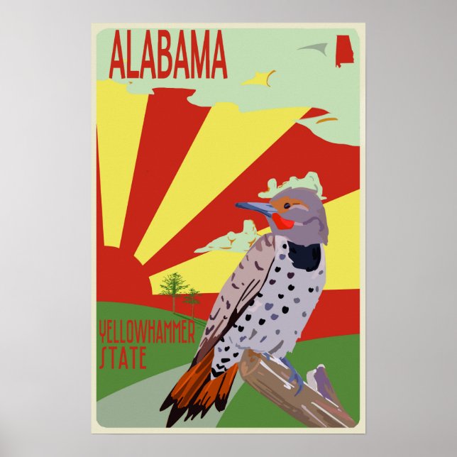 Alabama, Yellowhammer State, Poster de viagens (Frente)