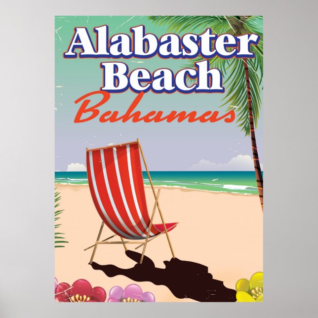 Alabaster Beach Bahamas poster de viagens (Frente)