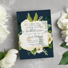 Alabaster Floral Wedding Foil Convite