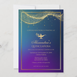 Aladdin Quinceanera Aniversário Convite Lâmpada de