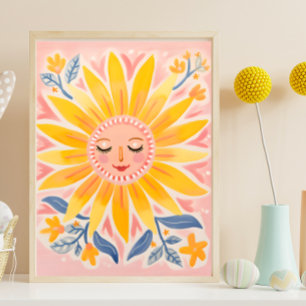 Alameda de girassol Whimsical Sunflower Art Poster