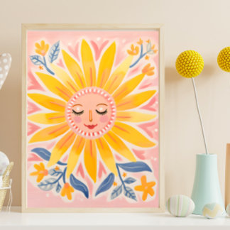 Alameda de girassol Whimsical Sunflower Art Poster