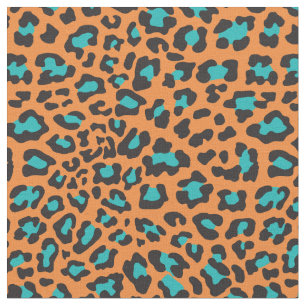 Alaranjado, preto, tecido do leopardo do Aqua