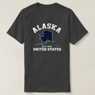 Alaska EUA Est. 1959 camisa patriótica da bandeir