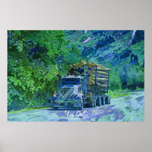 Alaska Highway Cargo Truck Transport Art Poster