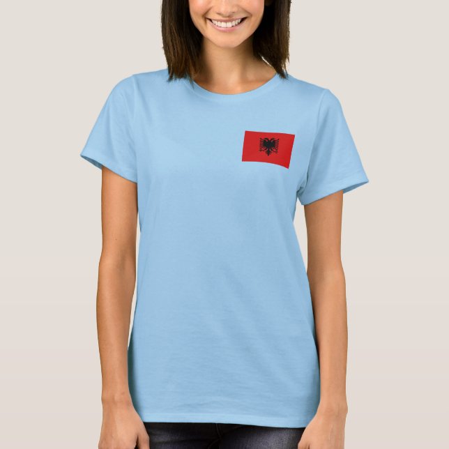 Albânia Flag + Mapa T-Shirt (Frente)