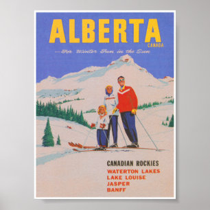 Alberta Canada Vintage Ski Poster
