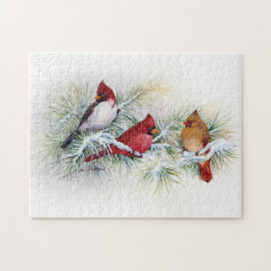 Albino Cardinal Visita Quebra-cabeça Jigsaw