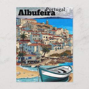 Albufeira Portugal Arte de Cartão Postal de Viagem