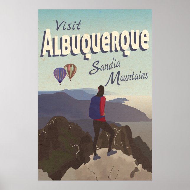 Albuquerque Sandia Monges Retro Poster de viagens (Frente)