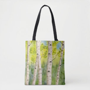 Alcance Aspen, Aspen tree watercolor, Saco Tote