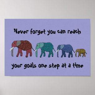 Alcance suas metas, elefantes, Poster motivacional