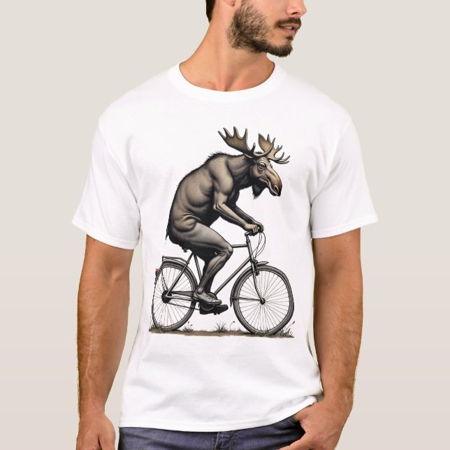 Alce em Movimento - Camisa T Bicicleta Quirky 4 (Frente)