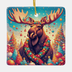 Alce Festivo Decorado Com Enfeites De Natal