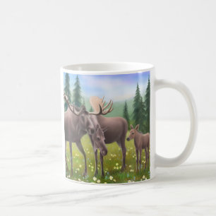 Alces em uma caneca do norte da floresta