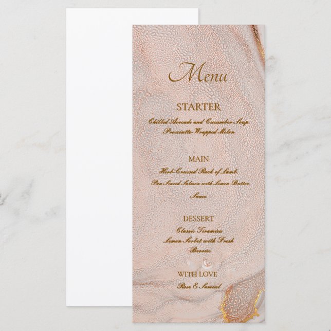 Alcohol Ink Rose Elegant Flat Menu (Frente/Verso)