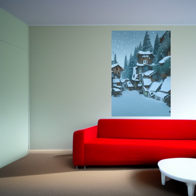 Aldeia montanhosa | AI Art Poster (Criador carregado)