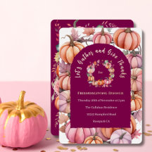 Alegantes Abóboras Rosa em Aquarela com Dourado Ro