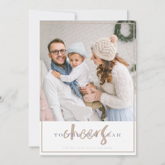 Alegra-se com o Cartão com fotos de Natal de Ano N (Frente)