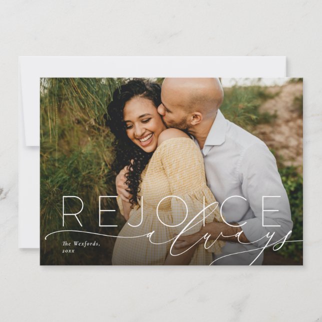 Alegra-se sempre com o Cartões de foto de Natal re (Frente)