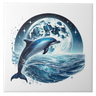 Alegres azulejos cerâmicos de golfinho de praia fo