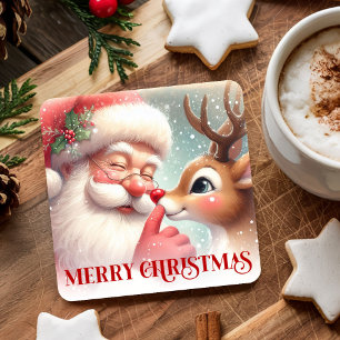 Alegres Porta-Copos de Natal com Papai Noel e Rena
