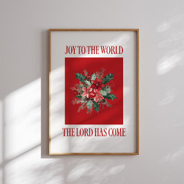 Alegria à Poster de Natal da Poinsettia Mundial