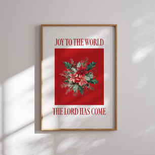 Alegria à Poster de Natal da Poinsettia Mundial