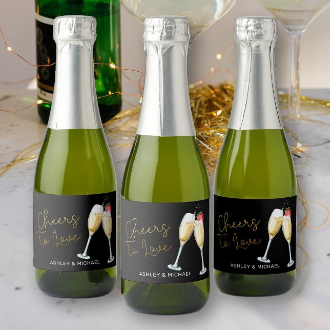 Alegria ao Amor Morango Vidro Espumante M (Mini Bottle Labels from my Strawberries and Champagne bridal shower Collection)