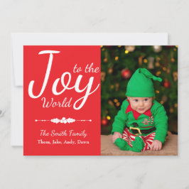 Alegria ao Cartões de foto de Natal Vermelho Mundi