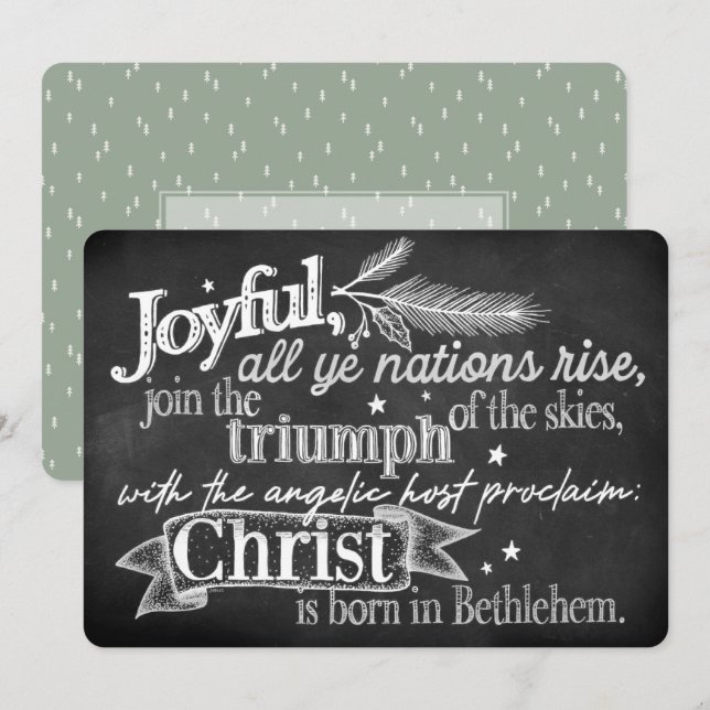 Alegria | Cartão de férias plano para tipografia d (Frente/Verso)