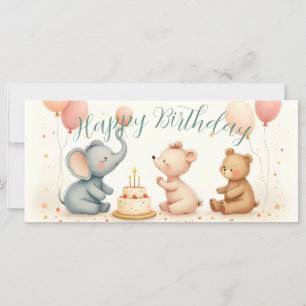 Alegria de aniversário animal com balões
