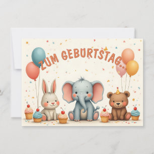 Alegria de aniversário com amigos animais