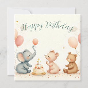 Alegria de Aniversário de Animal com Balões