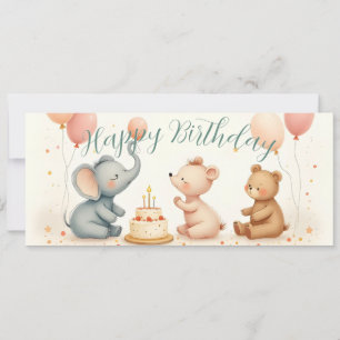 Alegria de Aniversário de Animal com Balões