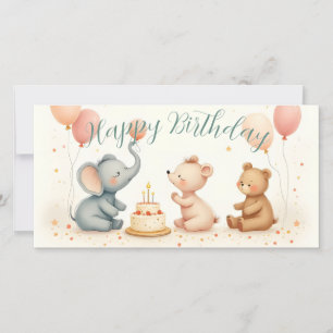 Alegria de Aniversário de Animal com Balões