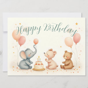 Alegria de Aniversário de Animal com Balões