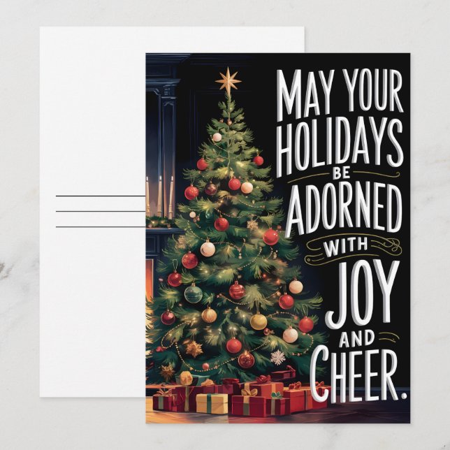 Alegria e animada - Cartões de Natal (Frente/Verso)