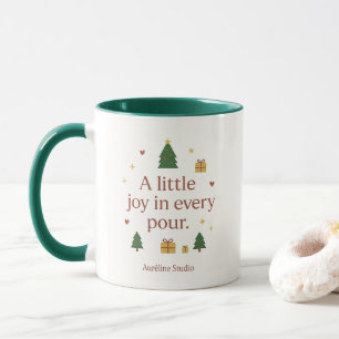 Alegria numa Xícara Caneca de Natal Minimalista