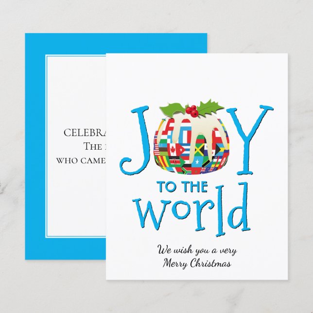 Alegria para o cartão de Natal do orçamento mundia (Frente/Verso)