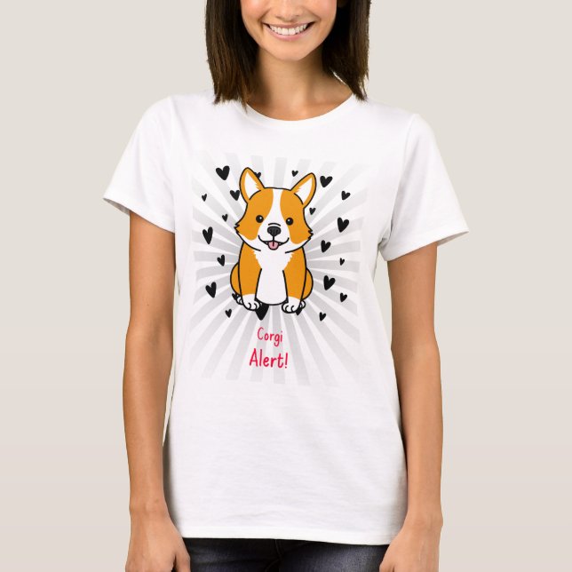 Alerta Corgi!  T-Shirt giro (Frente)