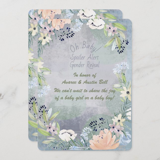 Alerta do Spoiler Gênero Revelar Convite de festas (Frente/Verso)