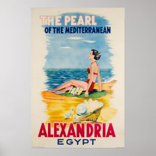 Alexandria, Egito, Poster de Viagens vintage