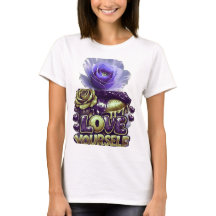 AlexDizaine Rosa Azul Love Yourself Camiseta Femin