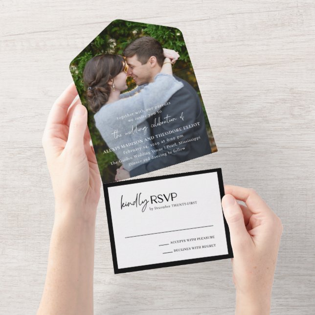 Alexis Black and White Elegant Modern Wedding (Aba destacável)