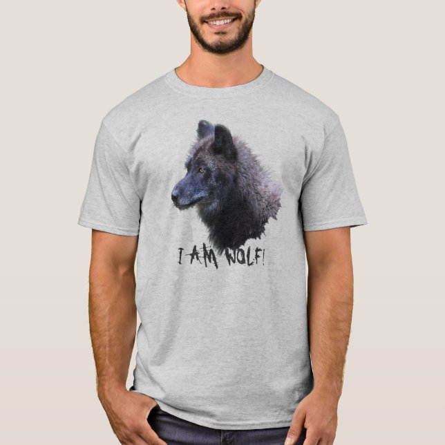 Alfa Cinza Wolf Head Wildlife T-Shirt (Frente)