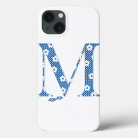 alfabeto floral M (azul e pontos)