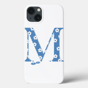alfabeto floral M (azul e pontos)
