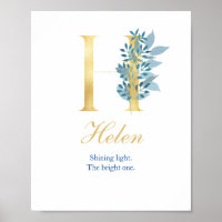 Alfabeto H Impressão Nome inicial Significa Poster